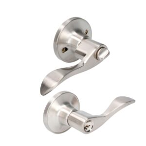 Manija tubular curva función entrada y recámara, níquel satinado, llave estándar, blíster Lock