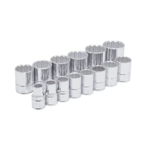 Juego de dados cuadro de 1/2", 12 puntas, en pulgadas, 14 piezas Urrea