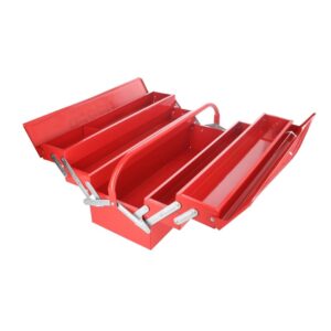 Caja portaherramientas metálica tipo acordeón roja 7" x 21" x 8" Urrea