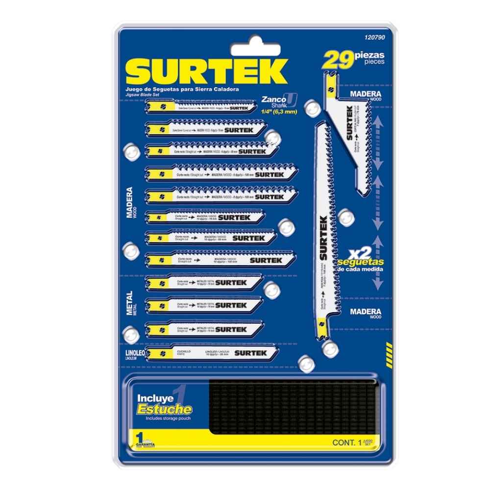 Juego de seguetas para sierra caladora, 29 piezas Surtek
