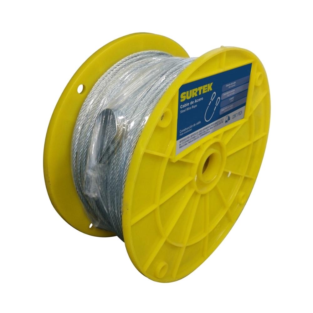 Cable de acero con guardacabo 1/8" x 152 m construcción de 7 x 7 Surtek
