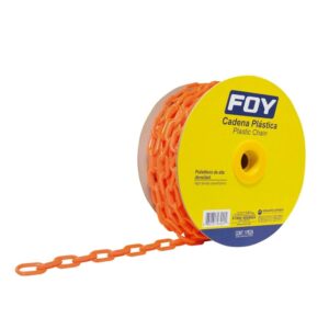 Cadena plástica calibre 3 mm de 50 m, color naranja Foy