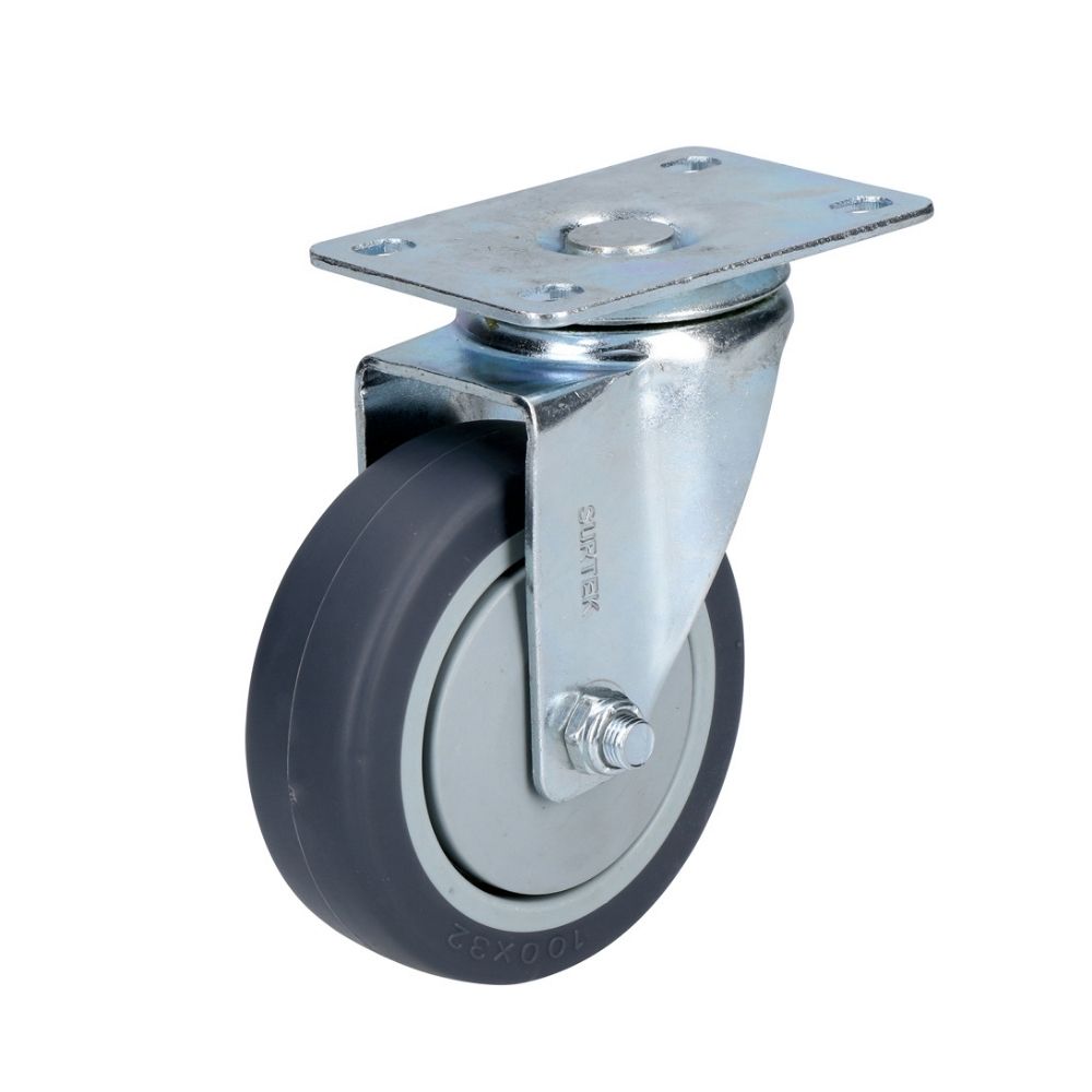 Rodaja de TPR gris giratoria 4" Surtek