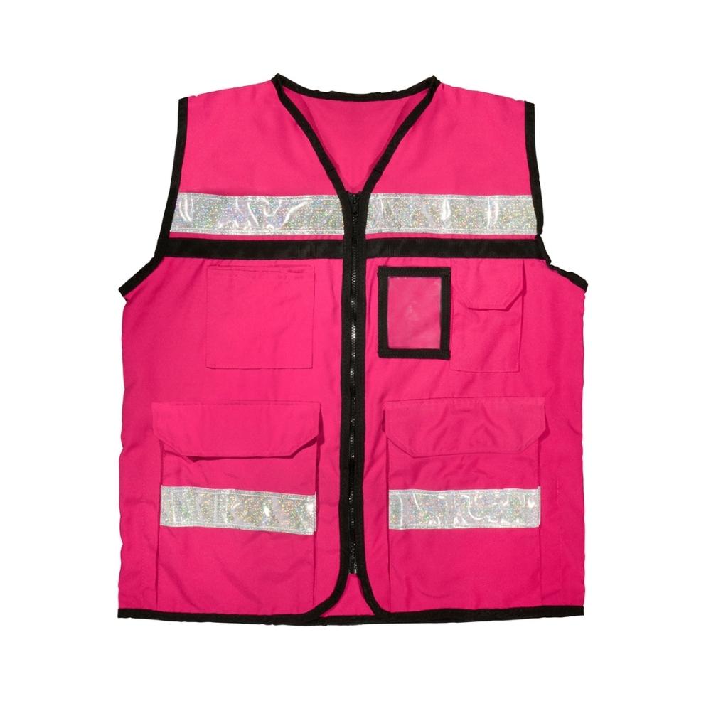 Chaleco de seguridad tipo supervisor cerrado con reflejante rosa CH Urrea