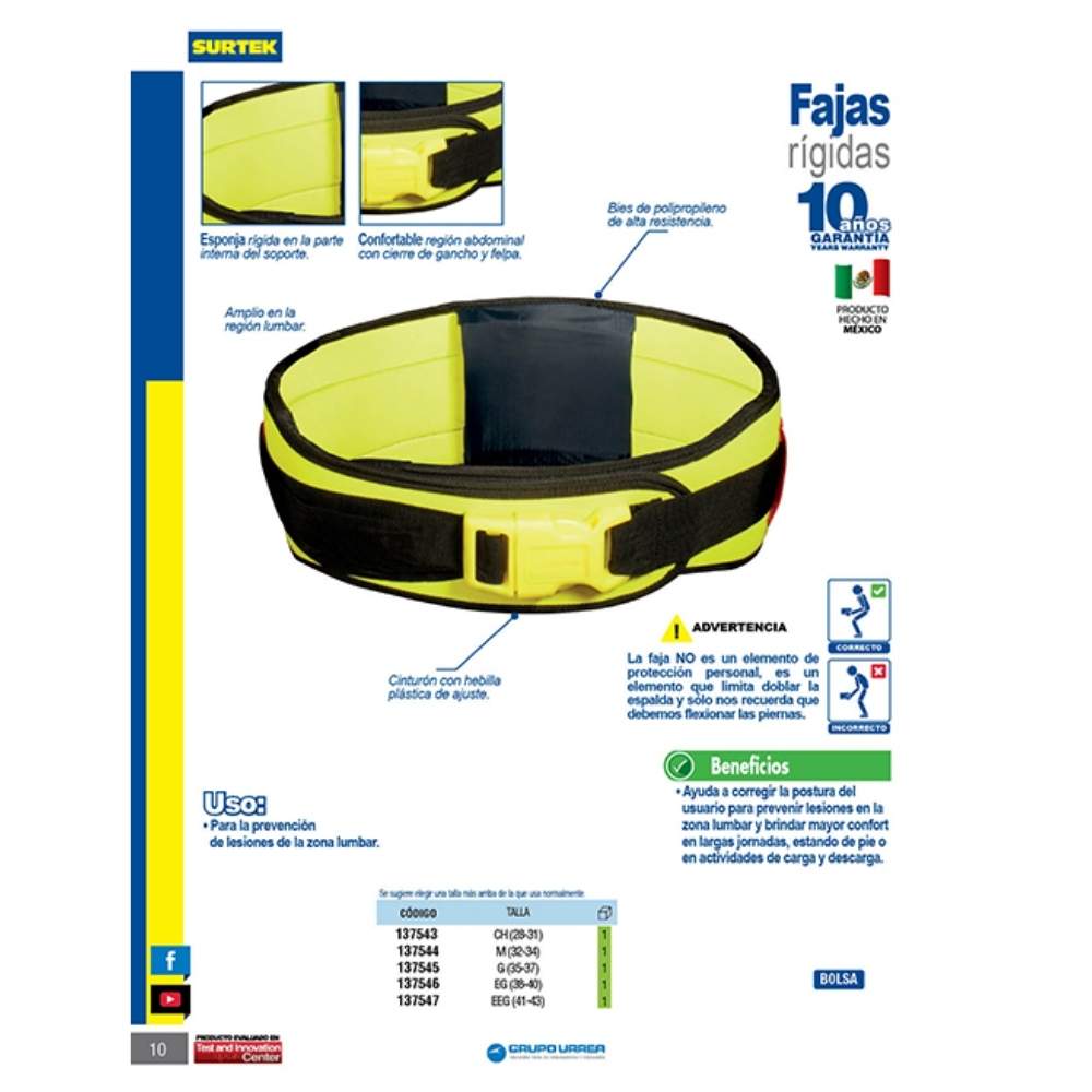 Faja rígida con hebilla de alta visibilidad de 3 cinturones M Surtek - Imagen 2
