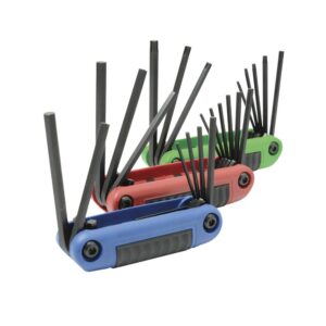 Juego de llaves hexagonales tipo navaja en pulgadas, métricas y torx estuche bimat, 24 pz Urrea