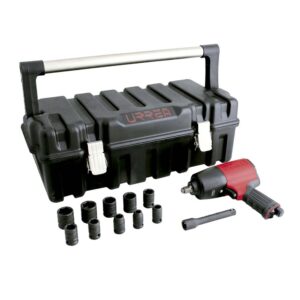 Juego de pistola de impacto neumática cuadro de 1/2" y accesorios en pulgada 13 piezas Urrea
