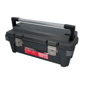 Caja portaherramientas plástica con broches metálicos color negro 25" x 11" x 10" Urrea