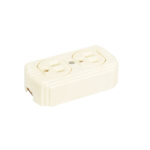 Contacto doble superficie aterrizado, línea de sobreponer, color marfil Surtek