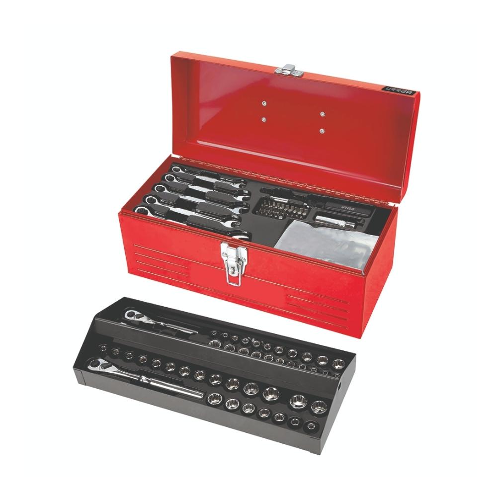 Juego combinado de herramienta 130 piezas, con caja metálica Urrea