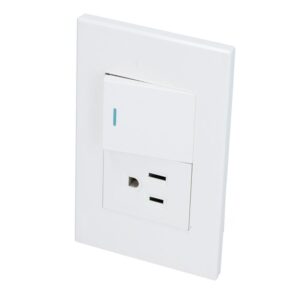 Placa 1 Interruptor 1 contacto 1/2, línea Premium, color blanco Surtek