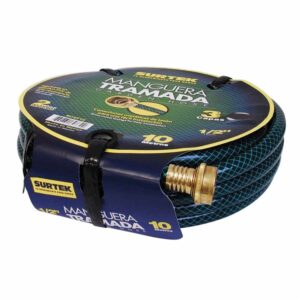 Manguera para jardín tramada verde con conector metálico 1/2", 25 m Surtek
