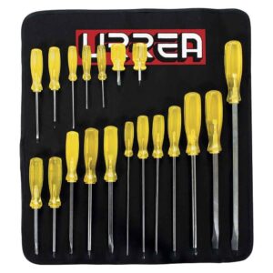 Juego de destornilladores con mango ámbar combinados, 19 piezas en estuche Urrea