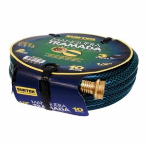 Manguera para jardín tramada verde con conector metálico 3/4", 25 m Surtek
