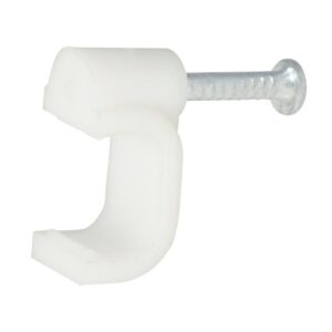 Grapa para cable dúplex 5 mm, color blanco, 20 piezas Surtek