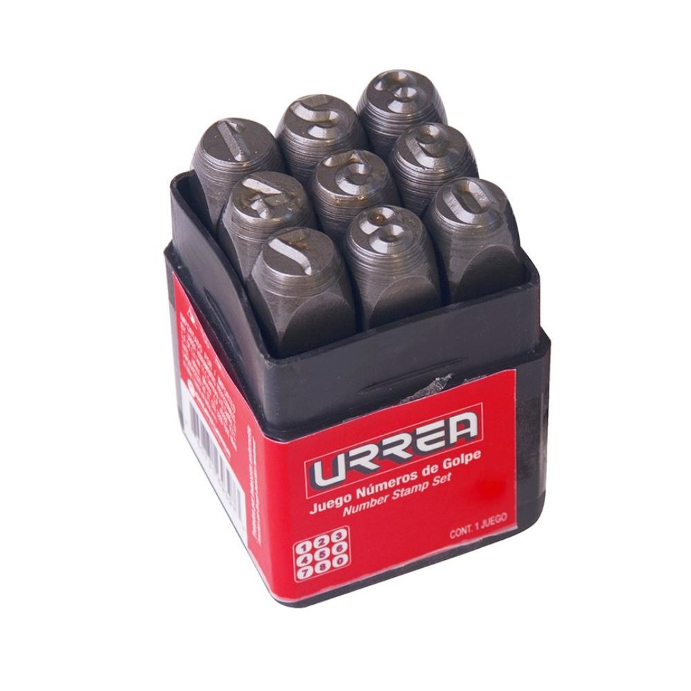 Juego de números del "0" al "9" de golpe 10 mm, 9 piezas Urrea