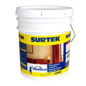 Cubeta de pintura vinílica 19 Lt color amarillo paja Surtek