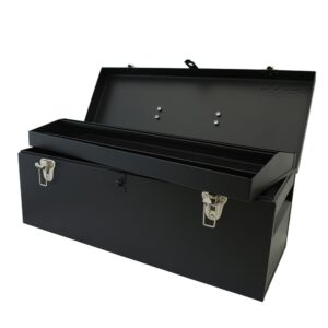 Caja portaherramientas metálica con asa metálica color negro  24" x 9" x 9" Urrea