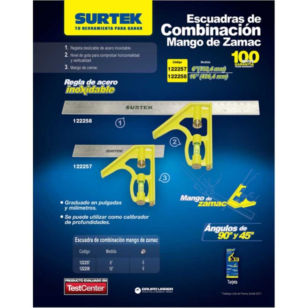 Escuadra de combinación con mango zamac 16" Surtek - Imagen 2