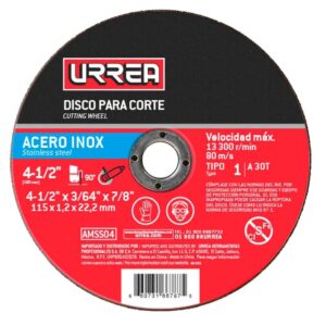 Disco abrasivo tipo 1 para acero inoxidable 7" x 5/64" Urrea