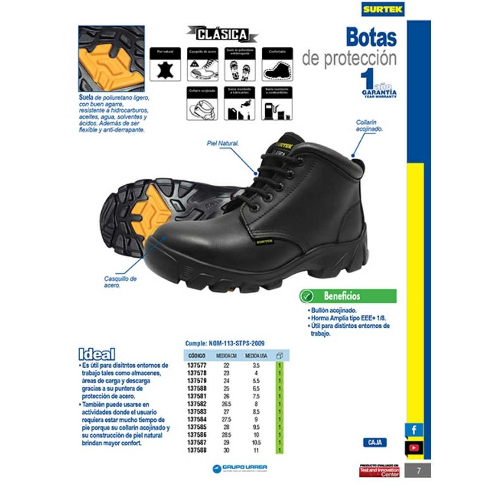 Botas de seguridad clásicas con casquillo de acero #24 cm Surtek - Imagen 2