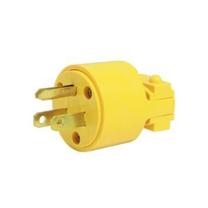 Clavija blindada plástica aterrizada, color amarillo Surtek