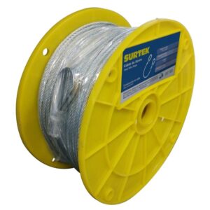 Cable de acero con guardacabo 1/16" x 152 m construcción de 7 x 7 Surtek