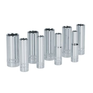 Juego de dados largos cuadro de 1/4", 6 puntas, métricos, 9 piezas Surtek