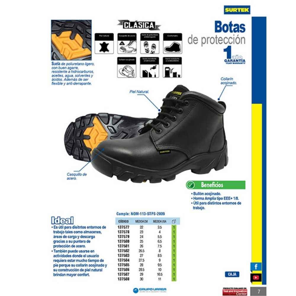 Botas de seguridad clásicas con casquillo de acero #22 cm Surtek - Imagen 2