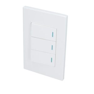 Placa 3 Interruptor 1/3, línea Premium, color blanco Surtek