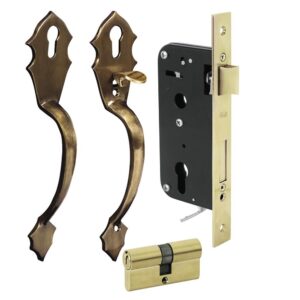 Conjunto Classic función doble, latón antiguo, llave estándar Lock