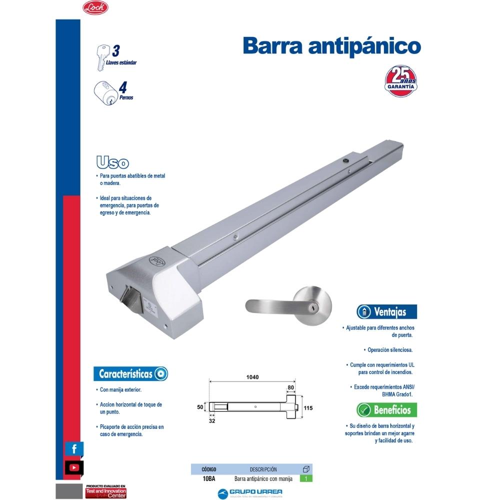 Barra antipánico de toque 1 punto con manija Lock - Imagen 2
