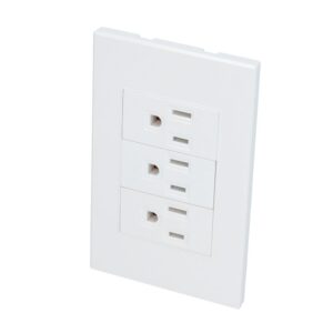 Placa 3 contactos 1/3, línea Premium, color blanco Surtek