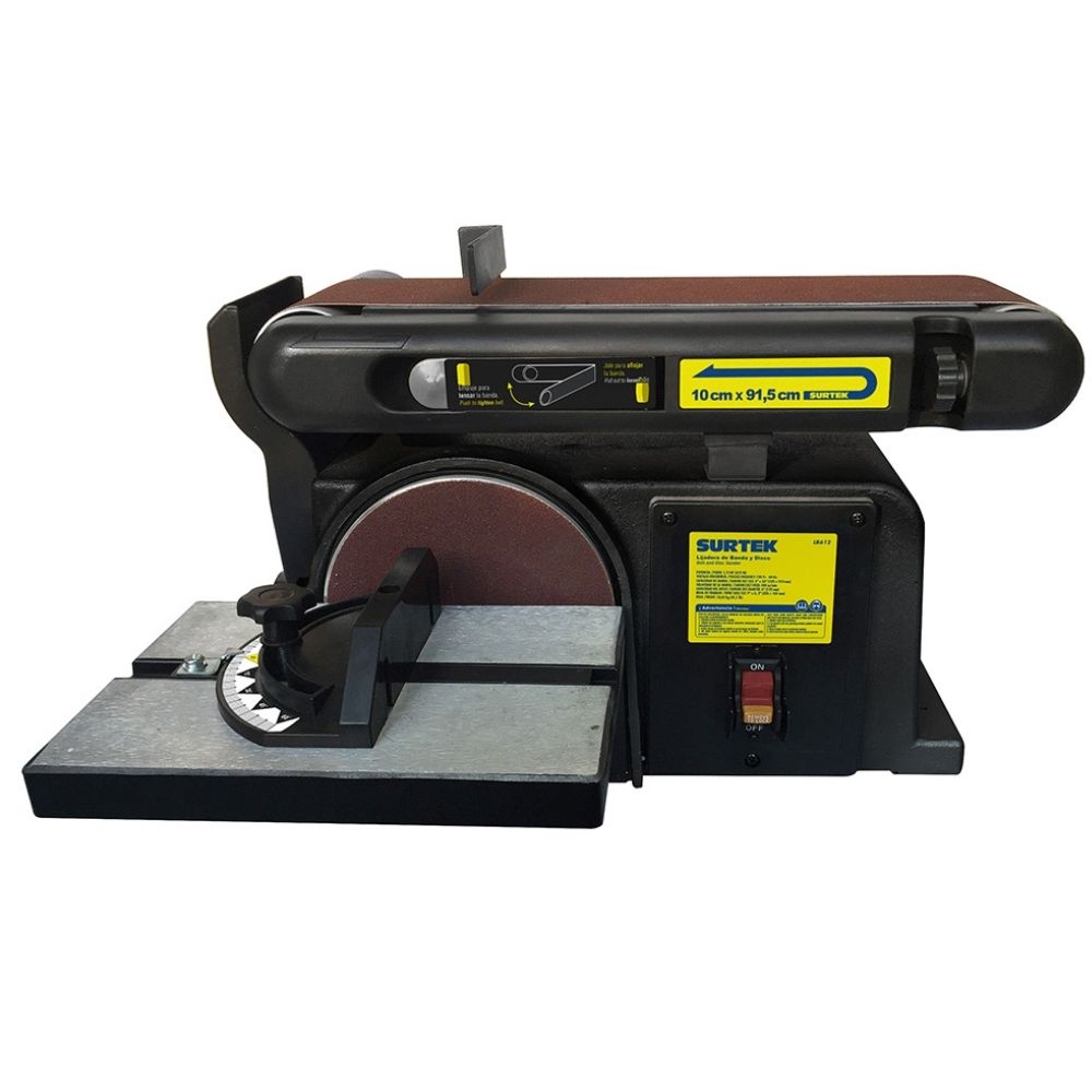 Lijadora de banda 4" x 36" y disco estacionaria 6" 1/2 HP 120 V Surtek