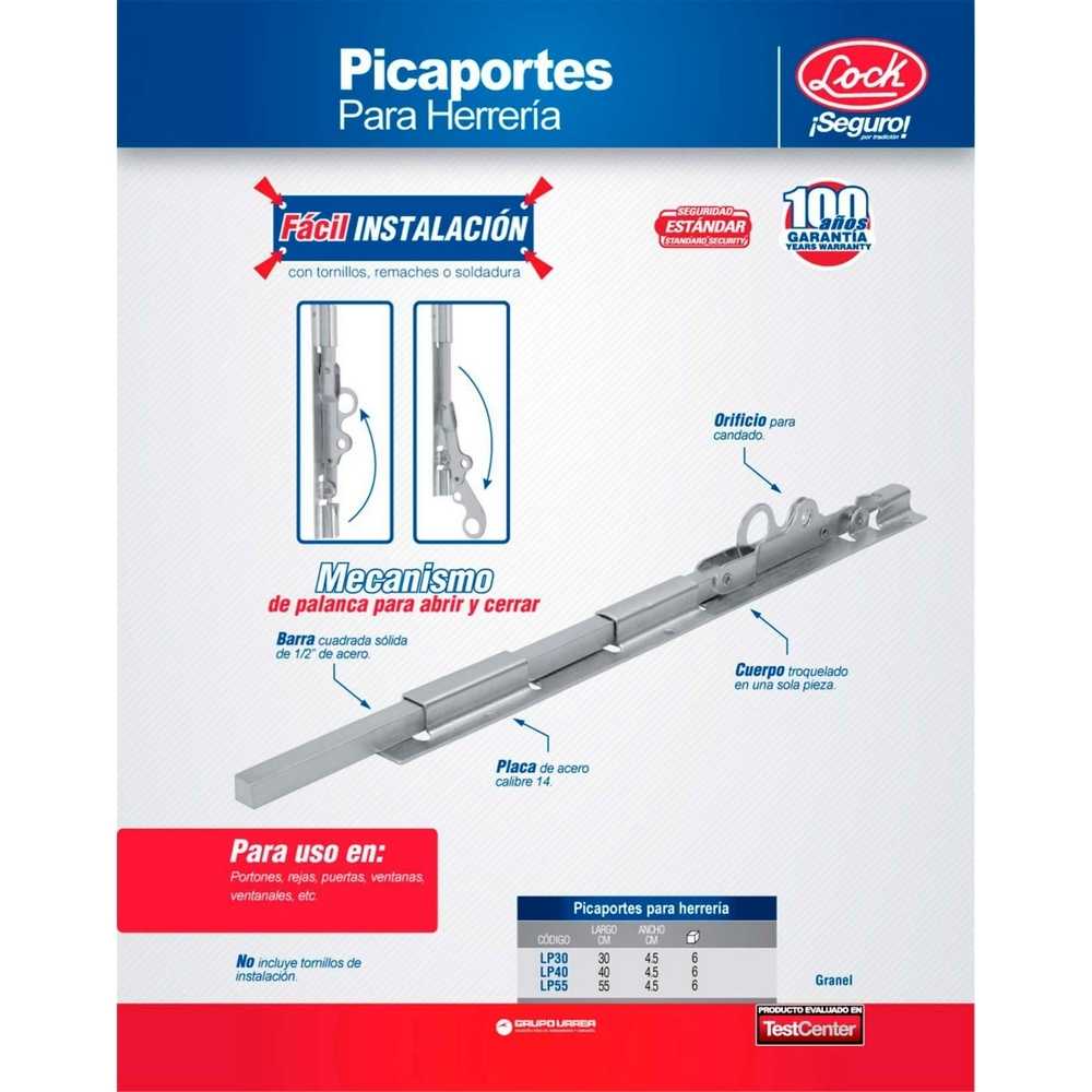 Picaporte sólido, mecanismo de palanca, 55 cm Lock - Imagen 2