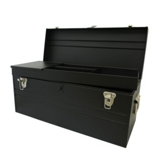 Caja portaherramientas metálica con asa metálica color negro 23" x 10" x 11" Urrea