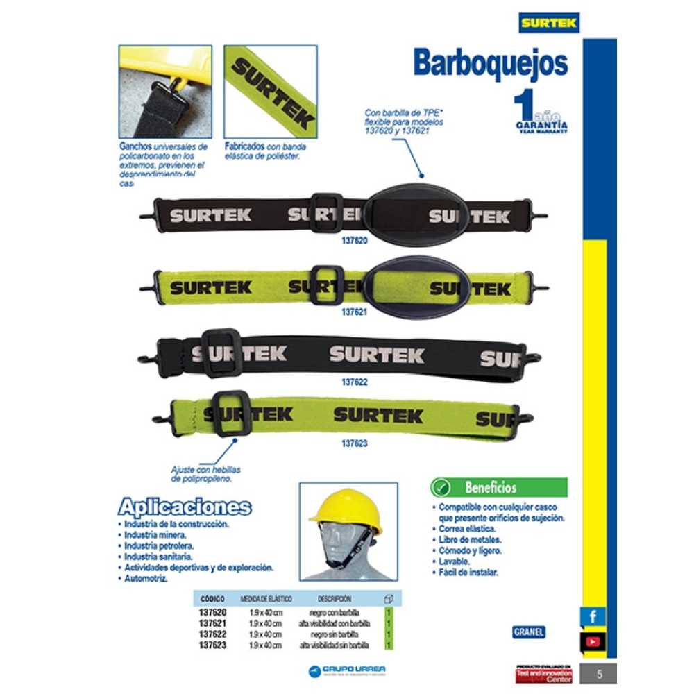 Barboquejo con banda de poliéster y barbilla de TPE Surtek - Imagen 2