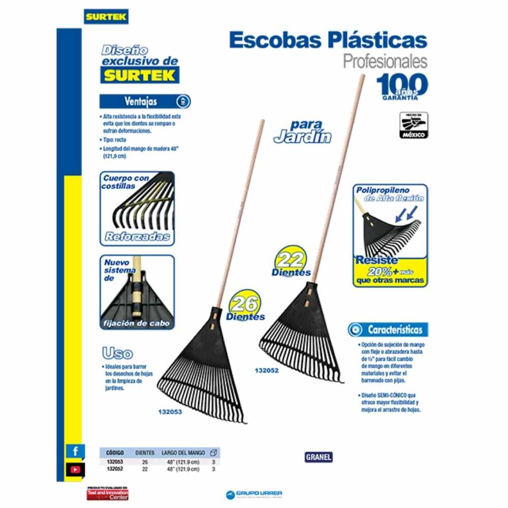 Escoba plástica de 22 dientes negra Surtek - Imagen 2