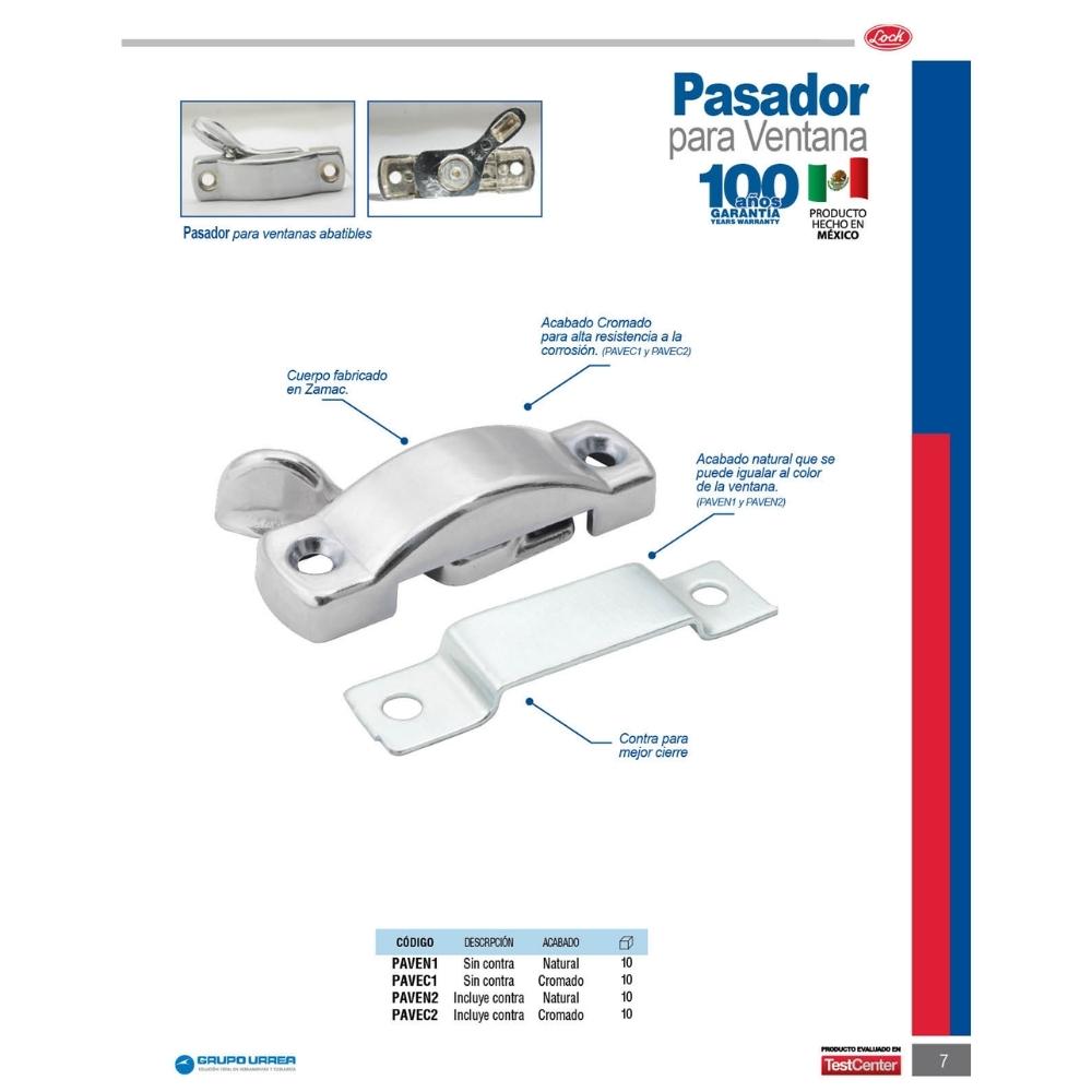 Pasador para ventana sin contra, cromada Lock - Imagen 2