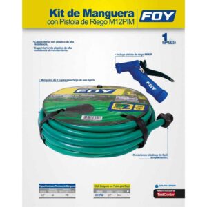 Manguera para jardín lisa con pistola para riego 2 capas 1/2", 10 m Foy