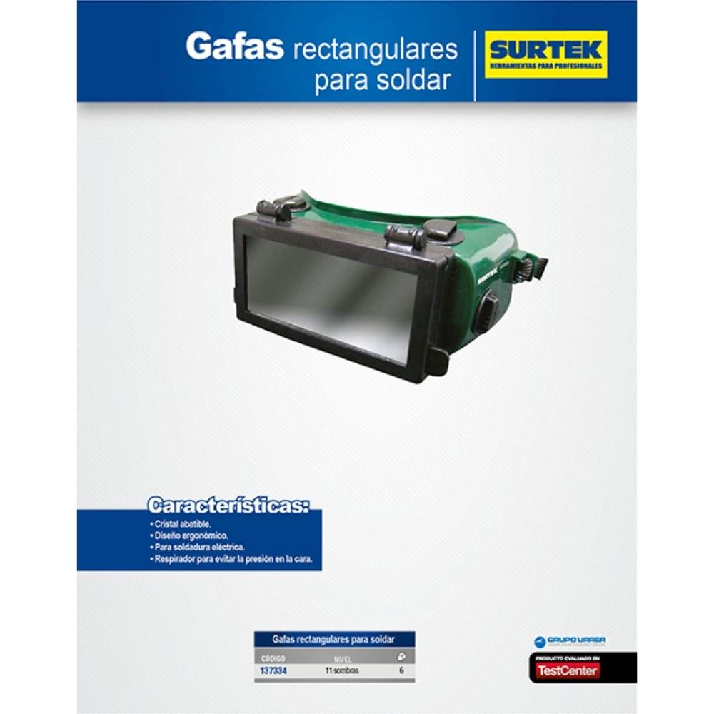 Gafas para soldar de 11 sombras con cristal abatible para soldadura eléctrica Surtek - Imagen 2