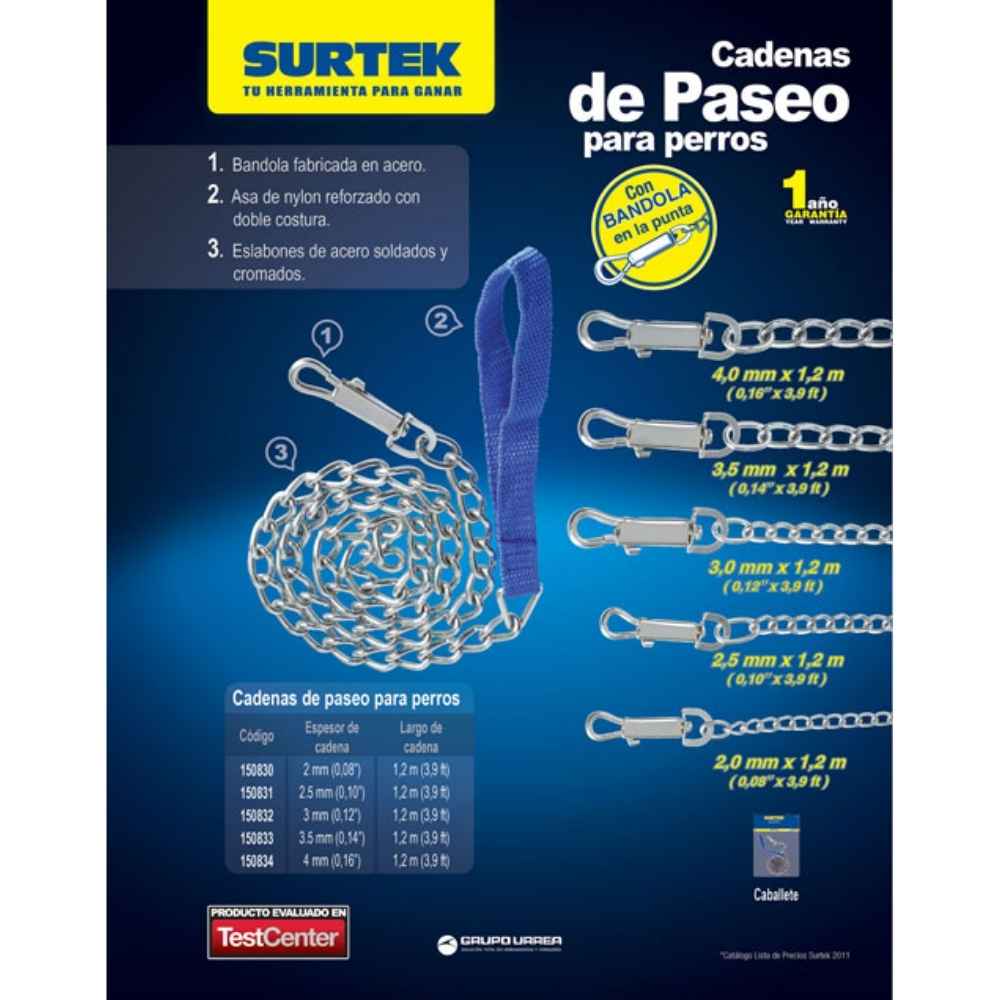 Cadena de paseo 2.5 mm x 1.2 m Surtek - Imagen 2
